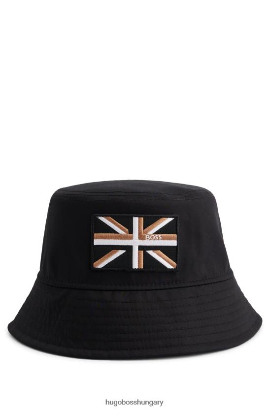 Hugo Boss union-jack bucket sapka brit millerain pamut fekete hugo színben 80P65589 fekete