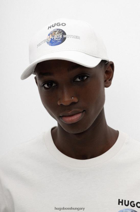 Hugo Boss világos bézs hugo pamut-twill sapka, föld napnyomással 80P65809 világos bézs