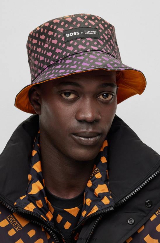 Hugo Boss x khaby megfordítható kalap monogramokkal 80P65595 világos narancssárga