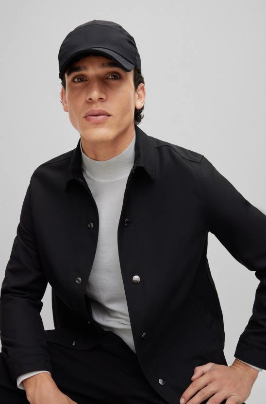 Hugo Boss x matteo berrettini sztreccs-poplin sapka logóval és jellegzetes csíkkal 80P65745 fekete