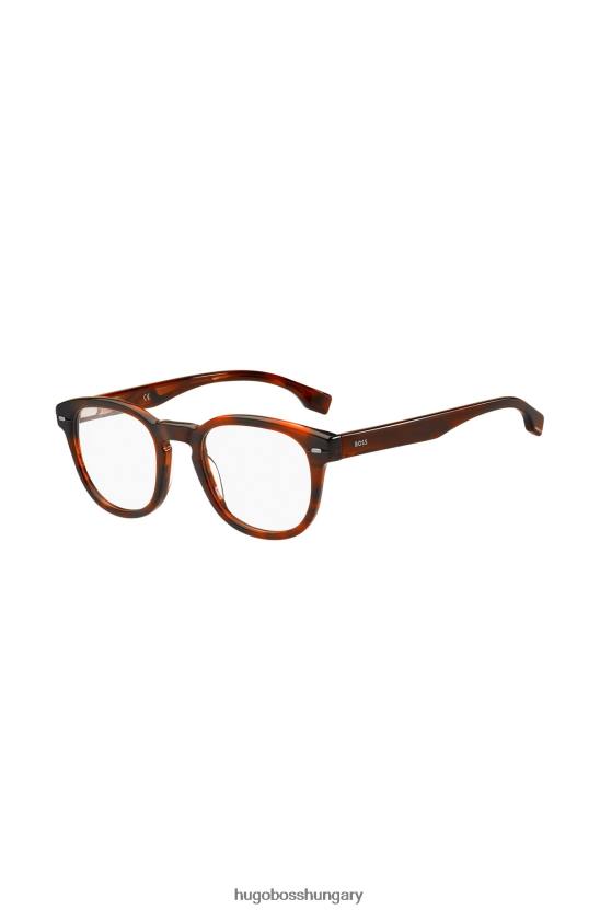 Hugo Boss hugo havana-acetát optikai keretek fém szegecsekkel, válogatott előre csomagolva 80P65856 válogatott előre csomagolt