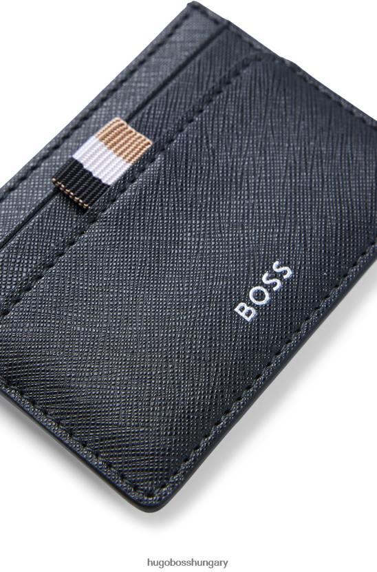 Hugo Boss Sötétkék hugo strukturált pénzkapcsos kártyatartó logós felirattal 80P65592 sötétkék