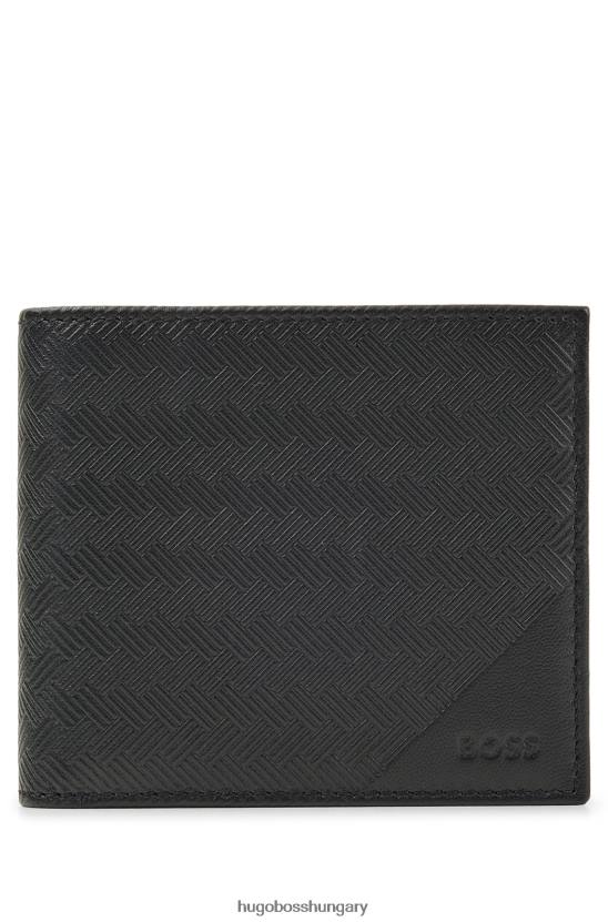 Hugo Boss ajándékdobozos pénztárca és kulcstartó emed bőrből 80P65135 fekete