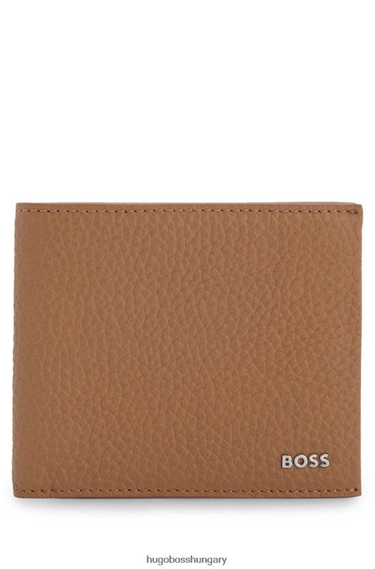 Hugo Boss bézs olasz bőr pénztárca ezüst hardver logóval hugo 80P65569 bézs