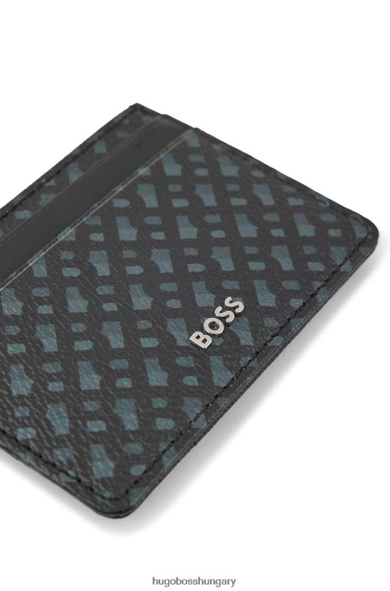 Hugo Boss csíptetős kártyatartó olasz monogramos hugo fekete anyagból 80P65853 fekete
