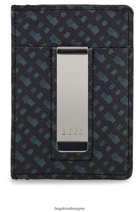 Hugo Boss csíptetős kártyatartó olasz monogramos hugo fekete anyagból 80P65853 fekete