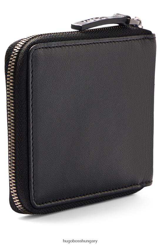 Hugo Boss hugo cipzáras bőr pénztárca egymásra rakott logóval fekete 80P65180 fekete