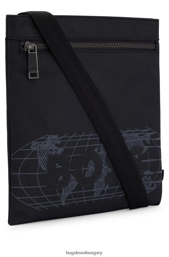 Hugo Boss hugo fekete újrahasznosított anyagból készült borítéktáska kivert logóval 80P65709 fekete