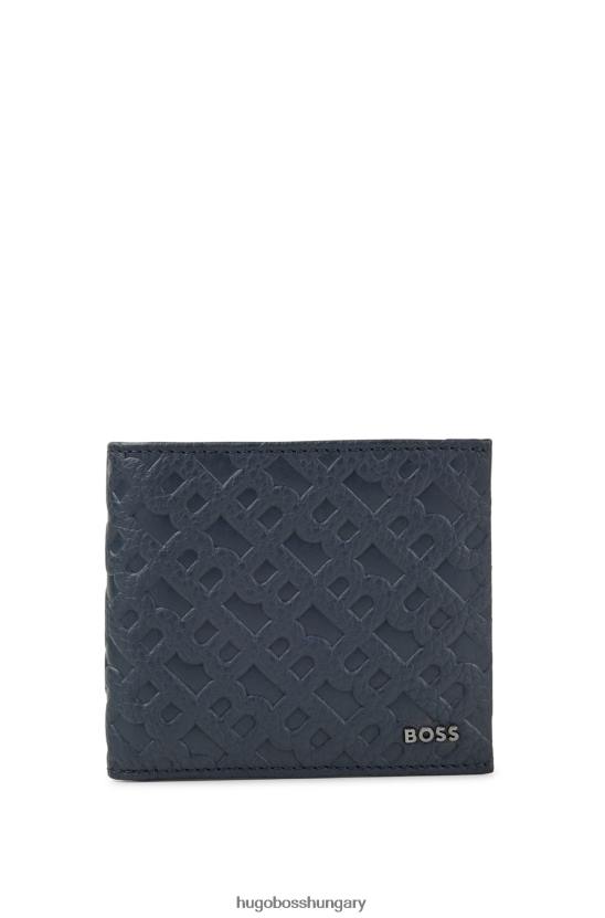 Hugo Boss szemcsés bőr pénztárca monogram eming 80P65367 sötétkék