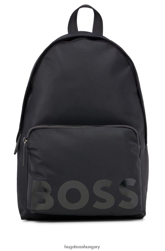 Hugo Boss fekete hugo újrahasznosított anyagú hátizsák jellegzetes csíkos hevederrel 80P65303 fekete
