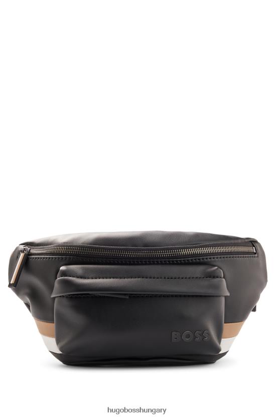 Hugo Boss hugo műbőr övtáska fekete csíkos díszítéssel 80P65413 fekete