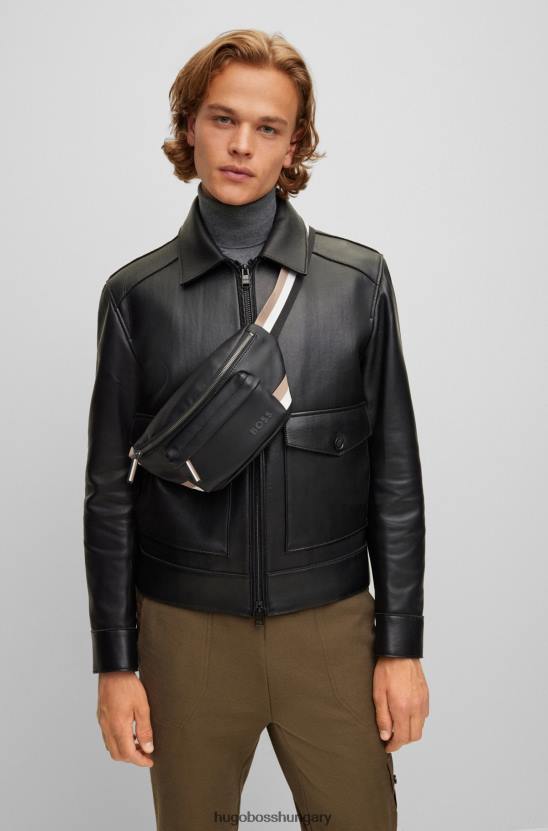 Hugo Boss hugo műbőr övtáska fekete csíkos díszítéssel 80P65413 fekete