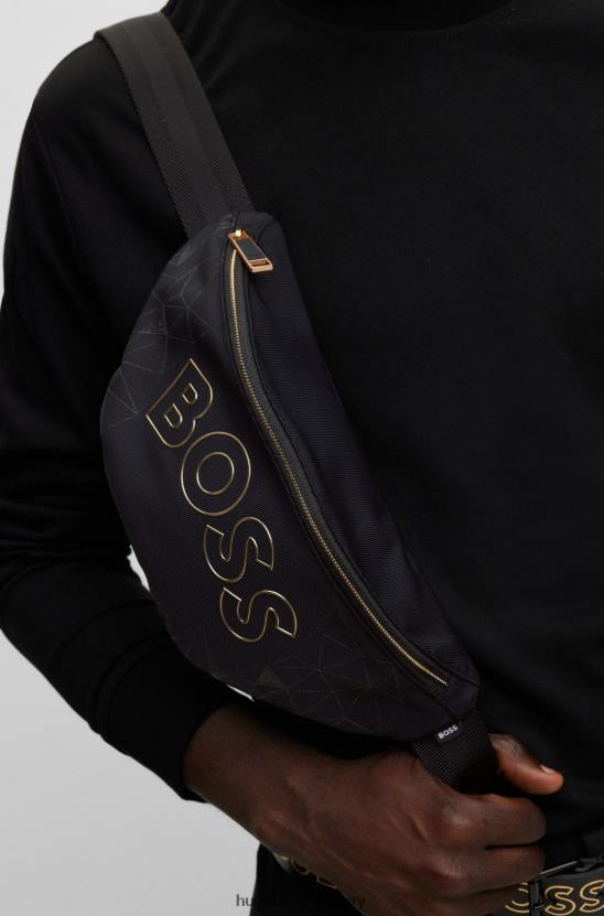 Hugo Boss újrahasznosított nejlon övtáska körvonalakkal ellátott fekete hugo logóval 80P65371 fekete