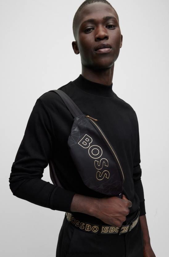 Hugo Boss újrahasznosított nejlon övtáska körvonalakkal ellátott fekete hugo logóval 80P65371 fekete