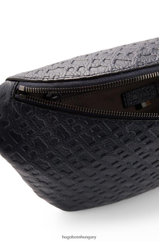 Hugo Boss szemcsés bőr övtáska emed monogramokkal 80P65900 sötétkék