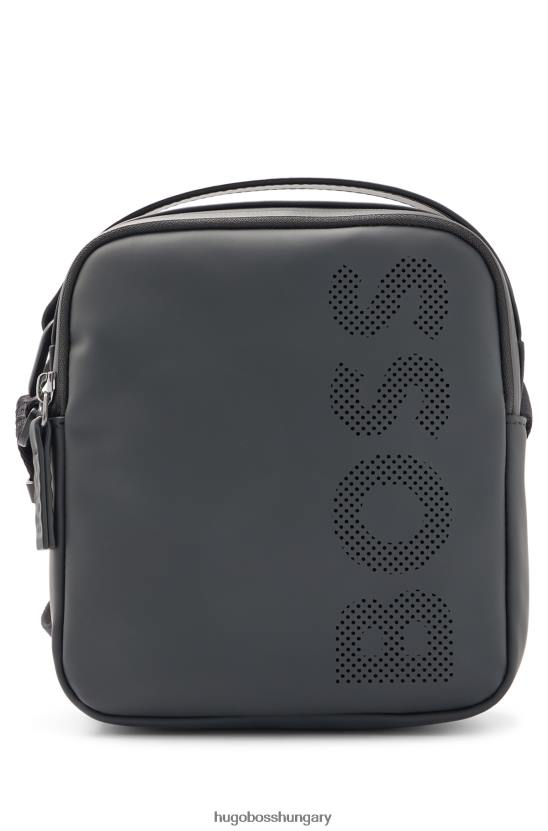 Hugo Boss fekete hugo matt gumírozott riportertáska perforált logóval 80P65335 fekete