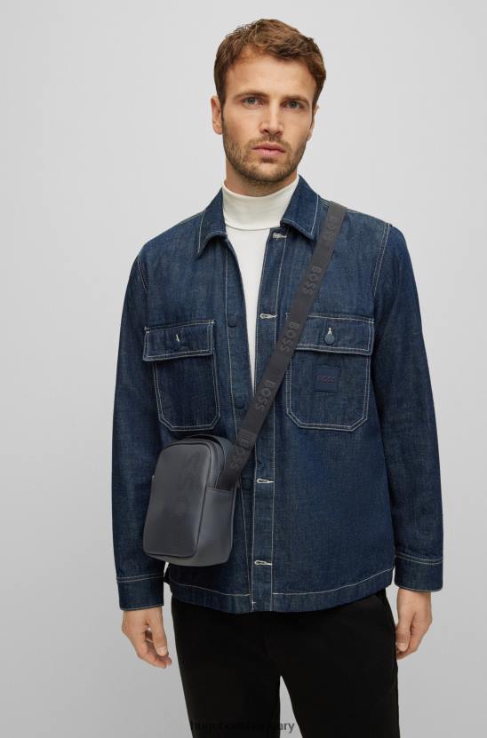 Hugo Boss fekete hugo matt gumírozott riportertáska perforált logóval 80P65335 fekete