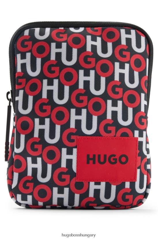 Hugo Boss hugo egymásra rakott logó-motívumú riportertáska strukturált nylon mintázattal 80P65723 mintás