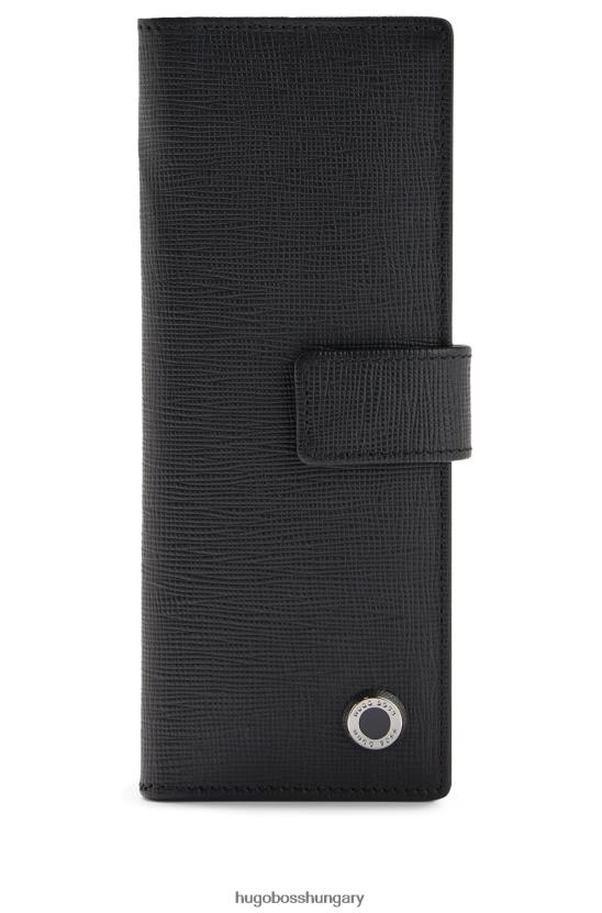 Hugo Boss fekete hugo strukturált bőr tolltartó logóval 80P65871 fekete