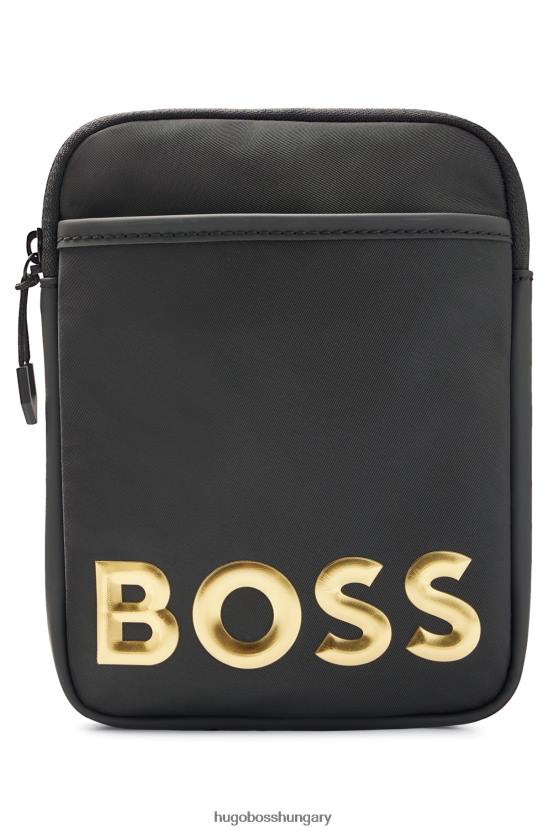 Hugo Boss hugo fekete nyakas táska újrahasznosított anyagból fémes logóval 80P65884 fekete