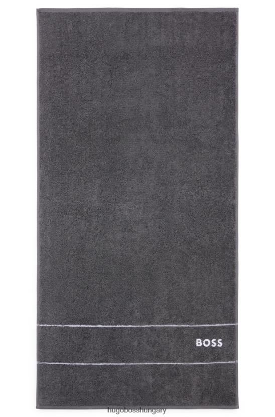Hugo Boss egyiptomi-pamut kéztörlő kontraszt logóval, sötétszürke hugo 80P65673 sötétszürke