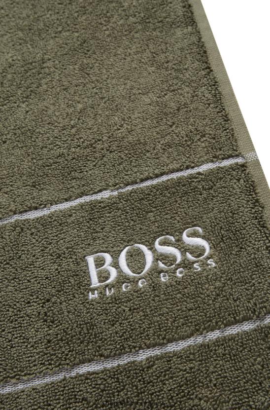 Hugo Boss egyiptomi-pamut vendégtörölköző kontraszt logóval, sötétzöld hugo 80P65484 sötétzöld