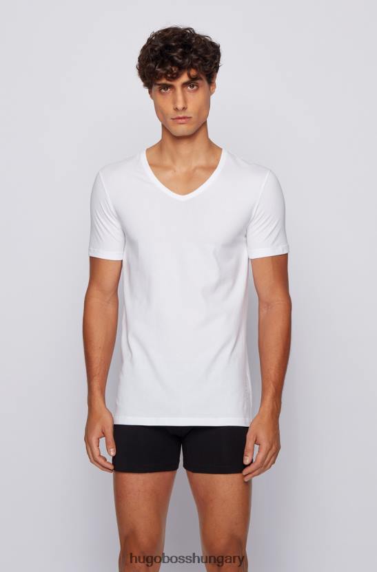 Hugo Boss 2 db v-nyakú póló- 50325408 fehér 80P6336 fehér fekete