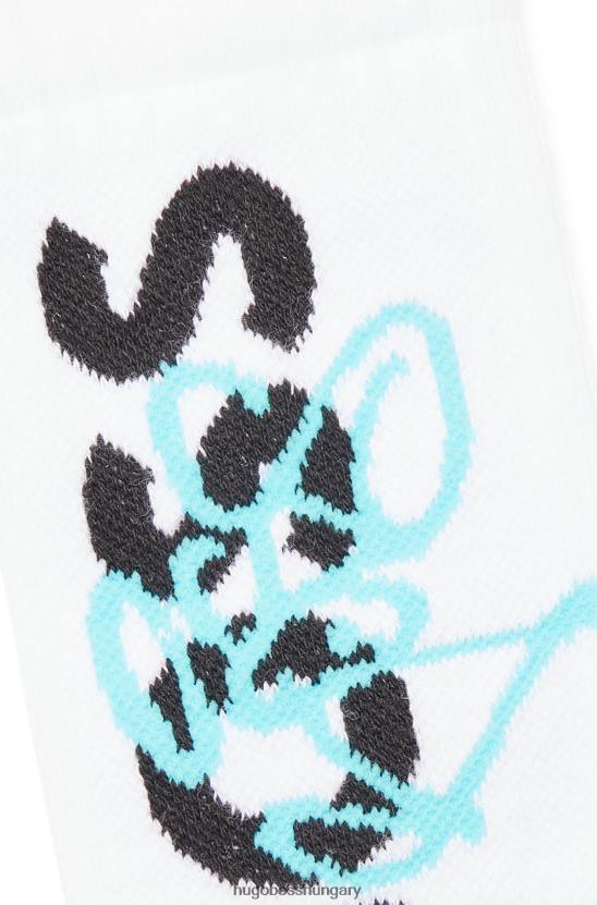 Hugo Boss fehér hugo negyed hosszúságú pamutkeverék zokni graffiti stílusú logóval 80P63586 fehér