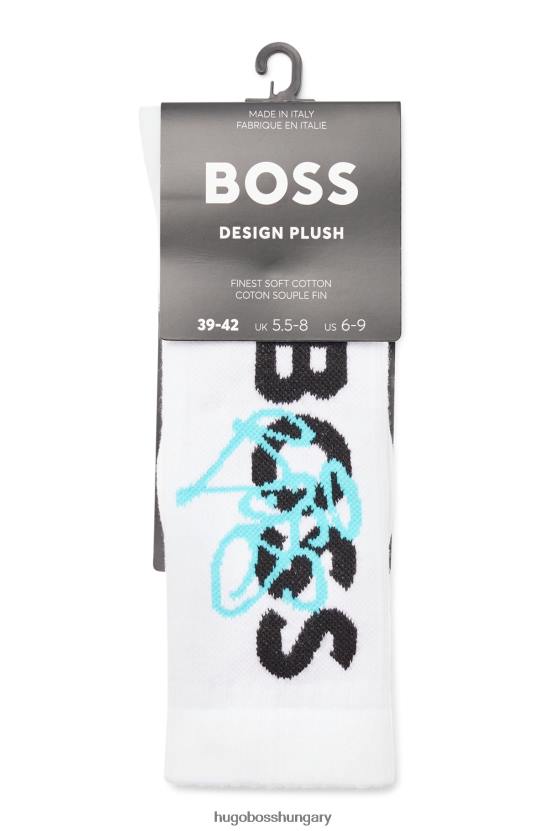 Hugo Boss fehér hugo negyed hosszúságú pamutkeverék zokni graffiti stílusú logóval 80P63586 fehér