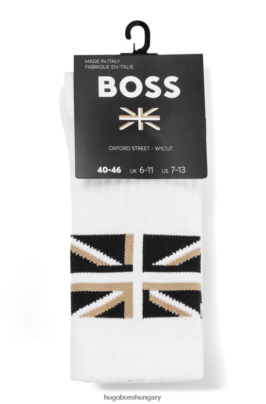 Hugo Boss fehér negyed hosszúságú zokni union jack-el és hugo márkával 80P63484 fehér
