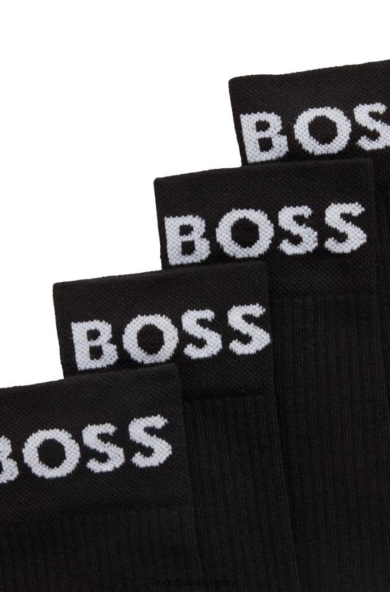 Hugo Boss fekete hugo két csomag negyed hosszúságú zokni sztreccs anyagból 80P62522 fekete