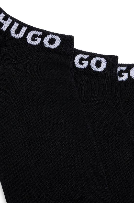 Hugo Boss három csomag bokazokni, logós mandzsettával hugo black 80P64017 fekete