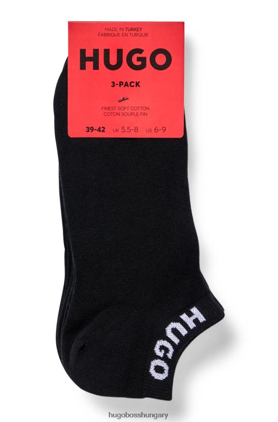 Hugo Boss három csomag bokazokni, logós mandzsettával hugo black 80P64017 fekete