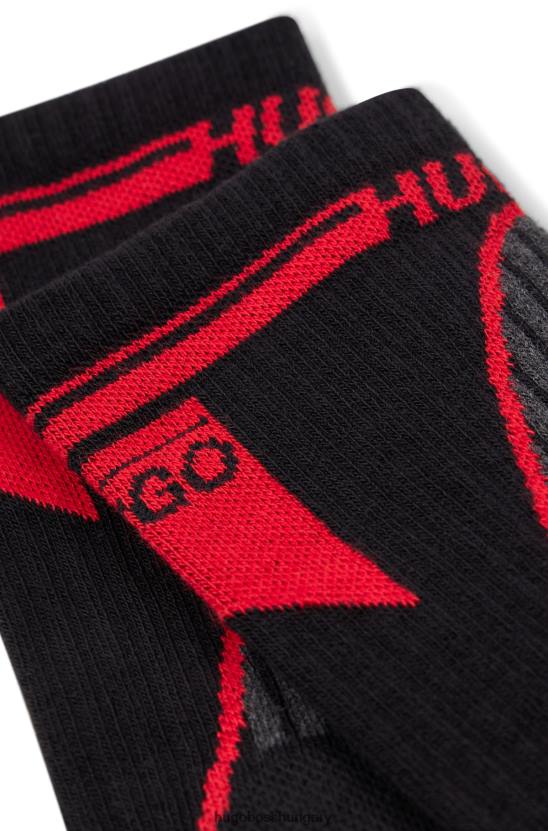 Hugo Boss hugo bio-pamut keverékű rövid zokni, fekete kapszula logóval 80P64489 fekete