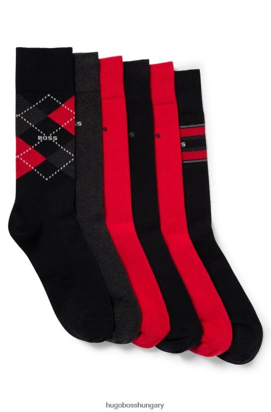 Hugo Boss hugo fekete hatos zokni pamutkeverékben 80P62647 fekete/sötétszürke/piros