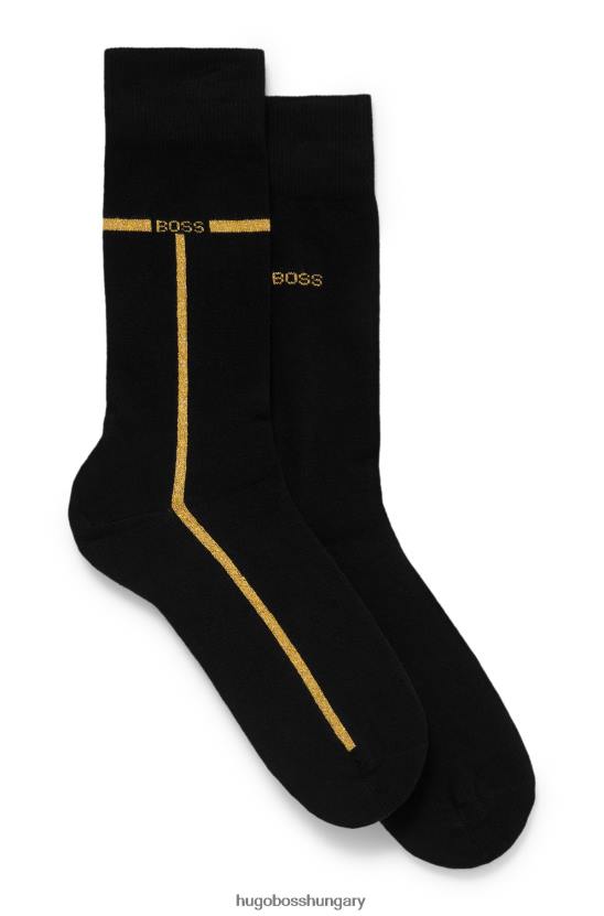 Hugo Boss hugo fekete két csomag normál hosszúságú zokni logós részletekkel 80P62238 fekete