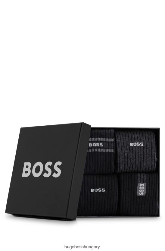 Hugo Boss hugo fekete négyes csomag zokni pamutkeverékben 80P63082 fekete