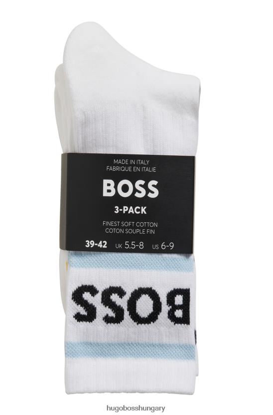 Hugo Boss hugo három csomag rövid zokni csíkokkal és fehér logóval 80P64236 fehér