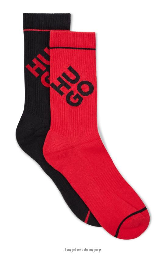 Hugo Boss hugo két csomag negyed hosszúságú zokni halmozott logókkal, világos rózsaszín 80P64008 világos rózsaszín