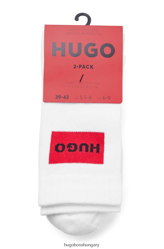 Hugo Boss hugo két csomag rövid zokni, piros logóval fehér felirattal 80P64139 fehér