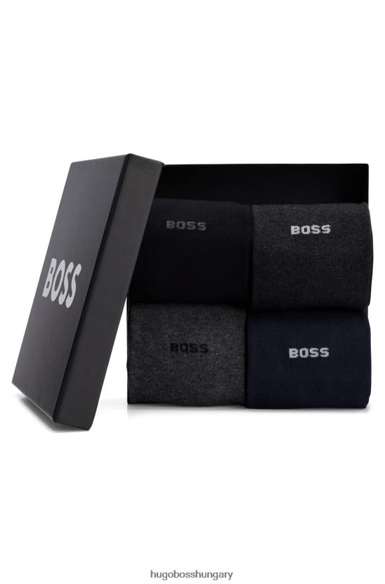 Hugo Boss hugo négyes csomag zokni pamutkeverék fekete színben 80P61538 fekete/szürke/kék