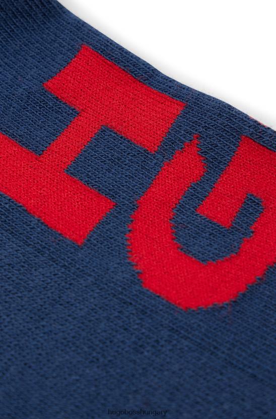 Hugo Boss hugo sötétkék két csomag bordás rövid zokni egymásra rakott logókkal 80P64114 sötétkék
