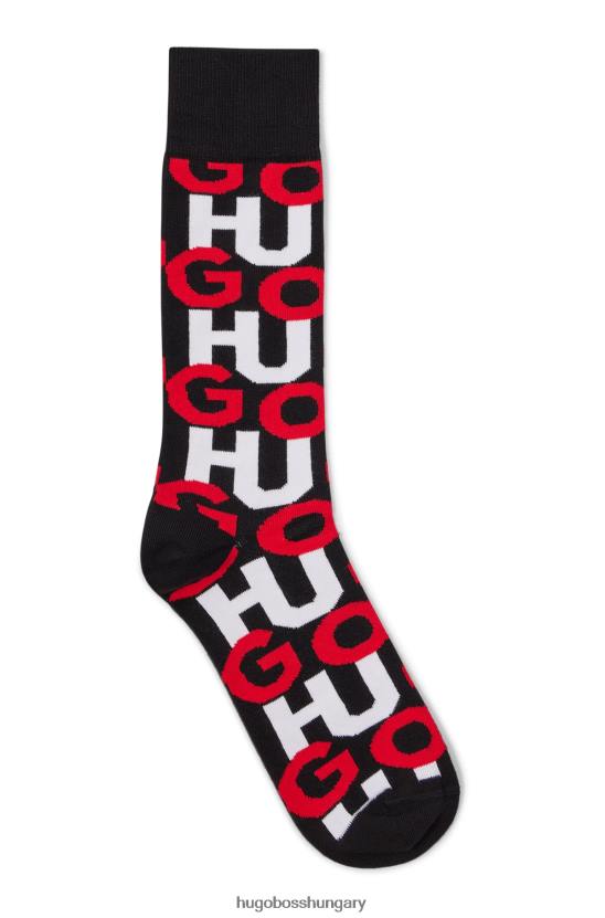 Hugo Boss hugo stacked-logós zokni bio-pamut keverék fekete színben 80P64507 fekete