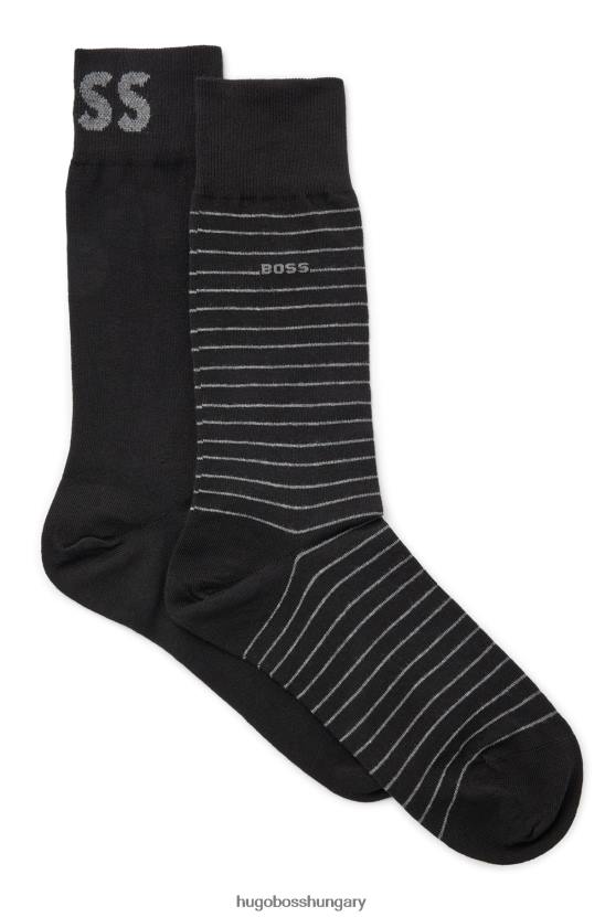 Hugo Boss két csomag normál hosszúságú zokni sztreccs pamut fekete hugo anyagból 80P62913 fekete