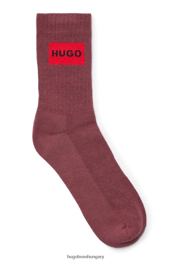 Hugo Boss sötétbarna két csomag bordás zokni, piros hugo logóval 80P64075 sötétbarna