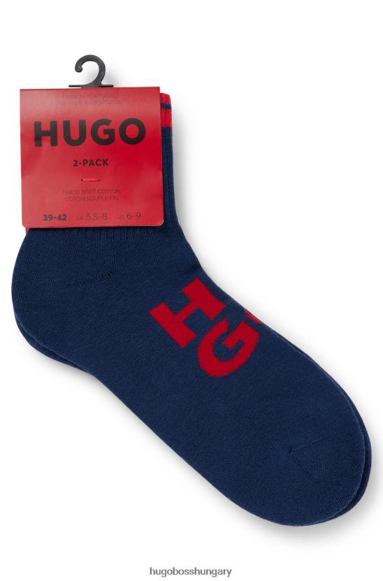 Hugo Boss sötétkék kétcsomagos pamutkeverék zokni kontrasztos hugo márkajelzéssel 80P62829 sötétkék