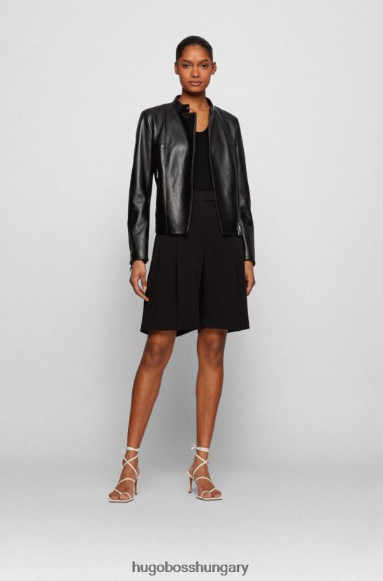 Hugo Boss bőrkabát samaki 50454472 fekete 80P6747 fekete/pasztellzöld