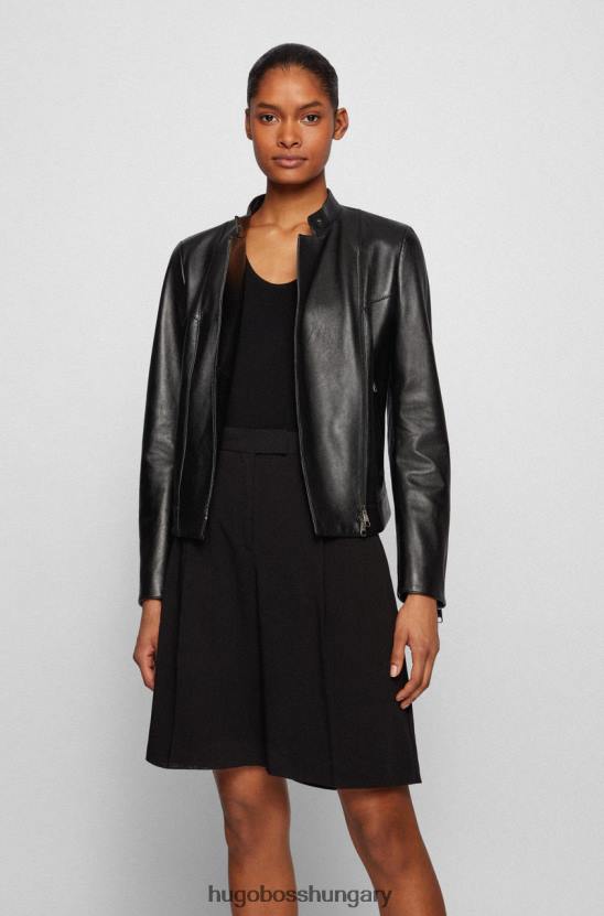 Hugo Boss bőrkabát samaki 50454472 fekete 80P6747 fekete/pasztellzöld