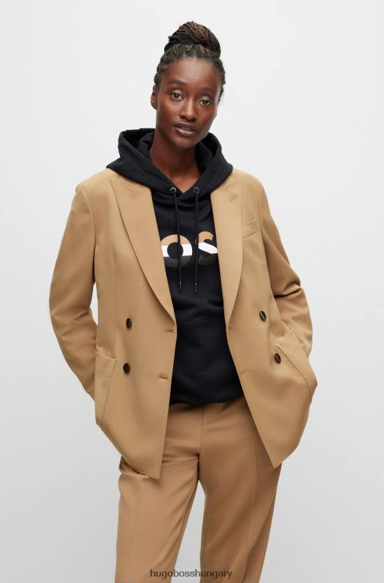 Hugo Boss uniszex kétsoros kabát szűz gyapjú bézs hugo színben 80P62290 bézs