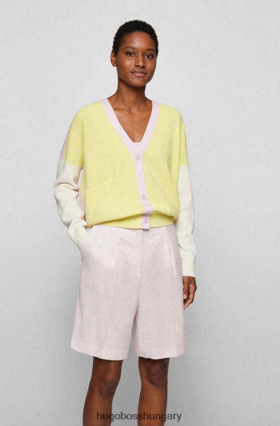 Hugo Boss kardigán c fabianca 50471990 sárga 80P6719 sárga/rózsaszín